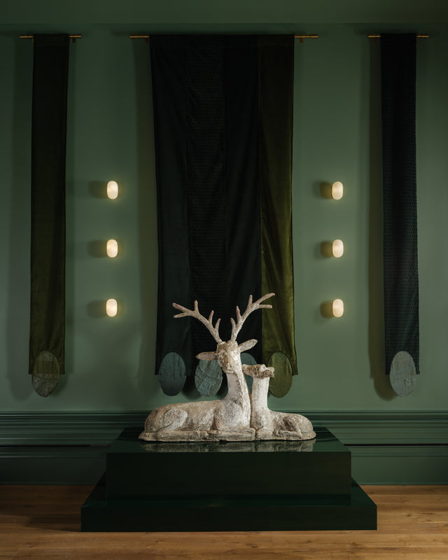 English 1920s Cast Stone Reclining Stag and Doe