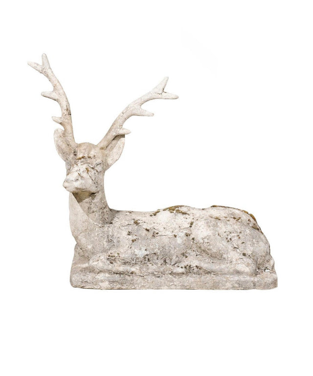 English 1920s Cast Stone Reclining Deer